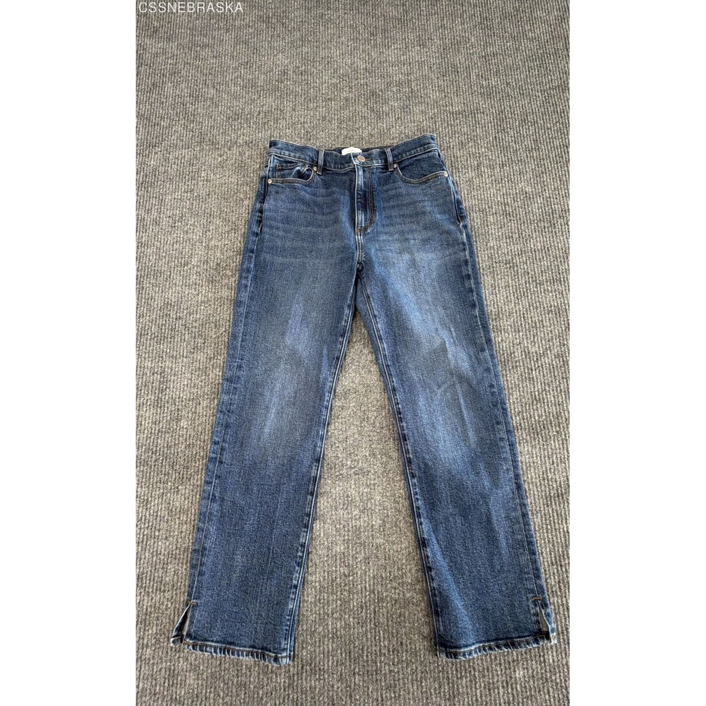 LOFT Blue Women's Straight Leg Jeans High Rise Denim Split Ankle Hem - Size 4